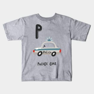 P is Police Car Kids T-Shirt